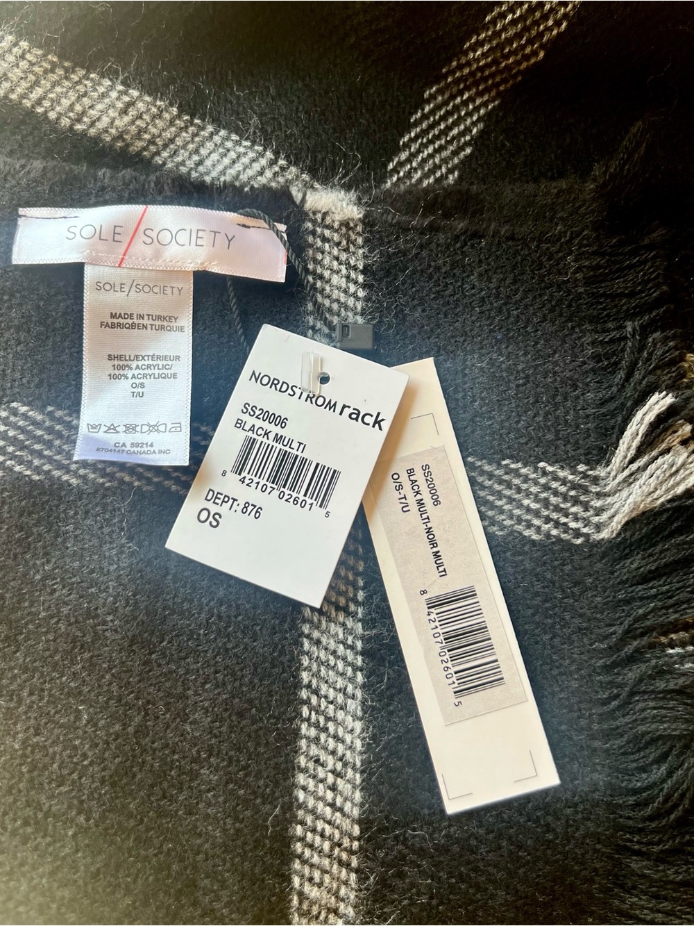 Sole Society Black Plaid Wrap Scarf - Picture 5 of 5